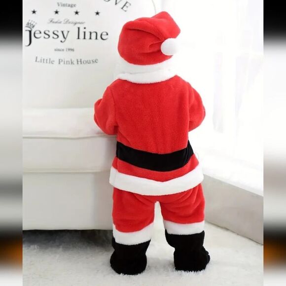 One PieceToddler Santa Claus Outfit Snowsuit Costume (Includes Hat) Sz 6-9 Mo - Picture 2 of 7